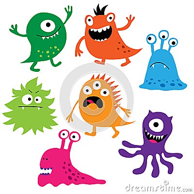 Set of cute colorful monsters Vector Illustration