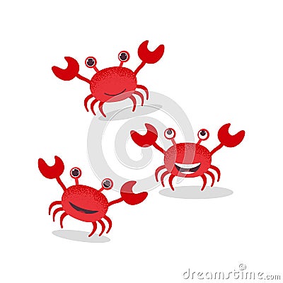 Set of cute crab character Vector Illustration