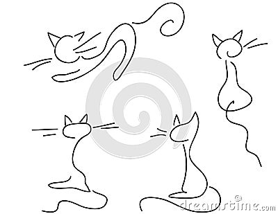 Set of cute doodle cats Stock Photo