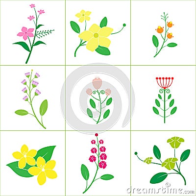 Set of cute flower Stock Photo