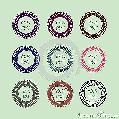 Set of cute frames, colorful round shapes with seamless design style. Vector Illustration