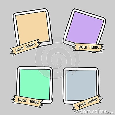Set of cute frames for photos, hand drawn style Stock Photo