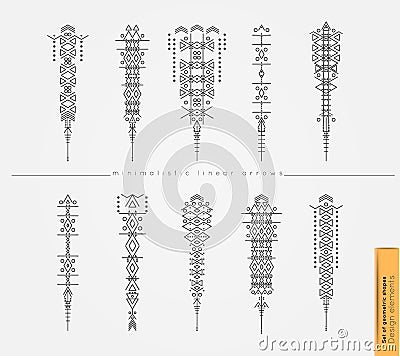 Set of cute Geometric trendy hipster arrows Vector Illustration