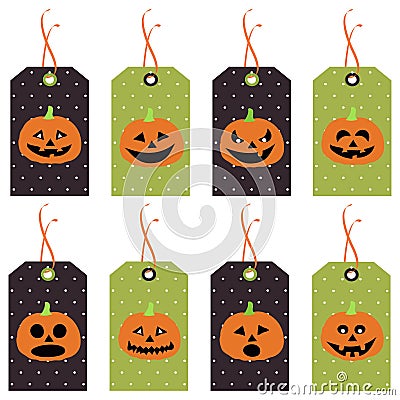 Set of cute Halloween tags. Vector hand drawn illustration. Vector Illustration