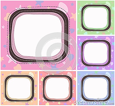 Set of cute pastel colored cards or frames on a special occasion with copy space for your text Vector Illustration
