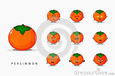 Set of cute persimmon mascot Stock Photo