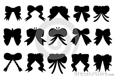 Set of cute ribbon doodle isolated flat vector Stock Silhouettes Stock Photo