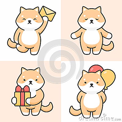 Vector set of cute shiba inu characters Stock Photo