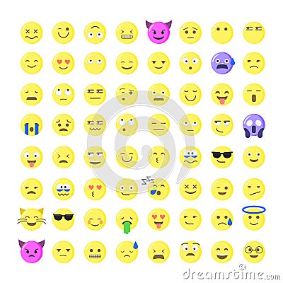 Set of cute smiley emoticons Vector Illustration