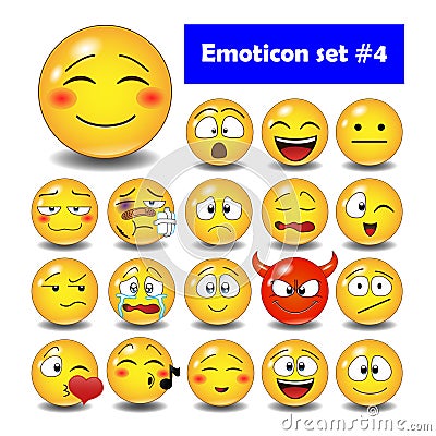 Set of cute smiley emoticons Vector Illustration