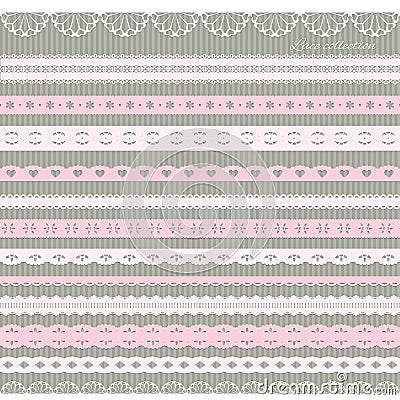 Set of cute straight lace in pastel pink. Stock Photo