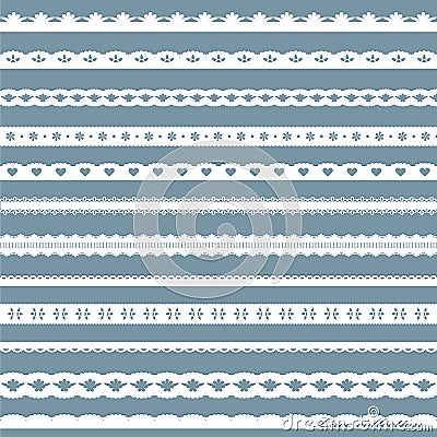 Set of cute straight white lace. Vector Illustration