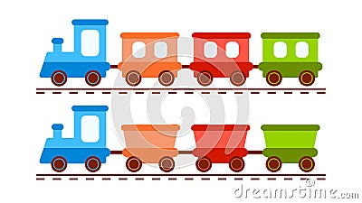 Set of cute toy train locomotive Vector Illustration