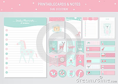 Set of cute vector cards and printable,sweet,candy,cake, tags,cards,templates,Notes, Stickers, Labels,Scrap booking,Sweets,Candy,C Vector Illustration