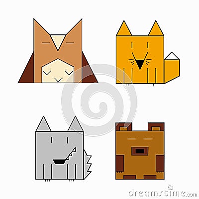 Set of cute woodland animals Vector Illustration