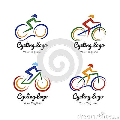 Set of cycling logo design template Vector Illustration