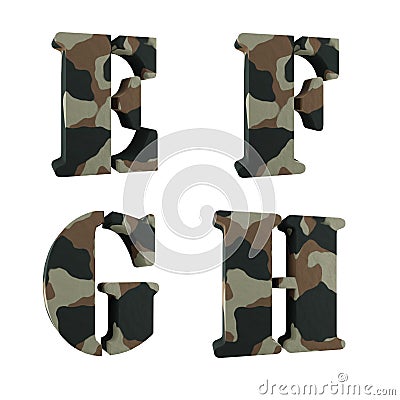 3D camouflage alphabet - letters E-H Stock Photo