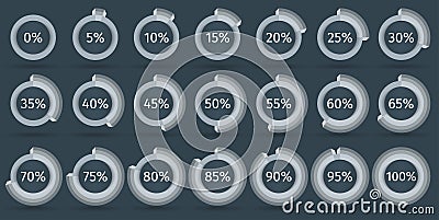 Set of 3d circle percentage diagrams for infographics Vector Illustration