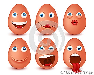 Set of 3d Easter eggs emoticons. Smileys emoticons.Vector image Vector Illustration