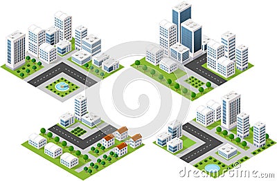 Set 3d isometric Vector Illustration