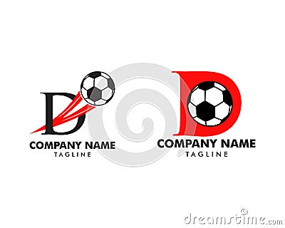 Set of D letter logo, football ball logo design Vector Illustration