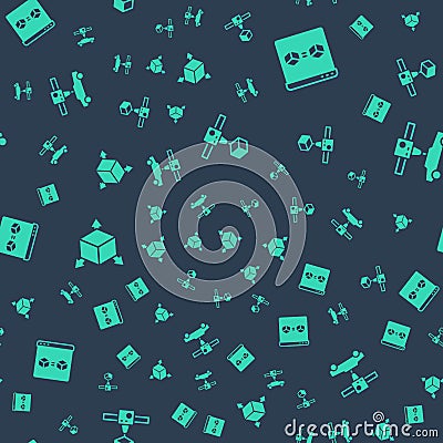 Set 3D printer cube, perfect copy, Isometric and car on seamless pattern. Vector Vector Illustration