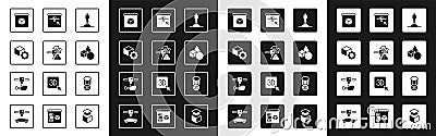 Set 3D printer model, warning, Isometric cube, Basic geometric shapes, setting, and chicken leg icon. Vector Vector Illustration