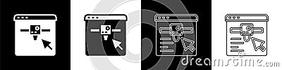 Set 3D printer setting icon isolated on black and white background. 3d printing. Vector Vector Illustration