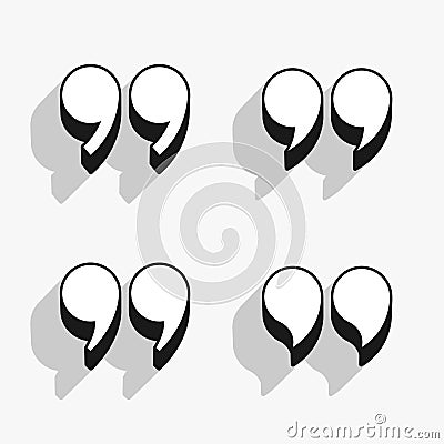 set of 3d quotation comma mark background for web talk Vector Illustration