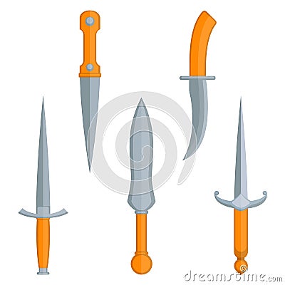 Set of dagger knives with very sharp point edges vector Vector Illustration