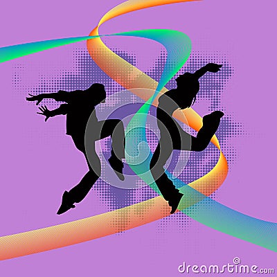 Set of dancers silhouette Vector Illustration