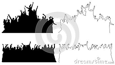 Set of dancing celebrating people Vector Illustration