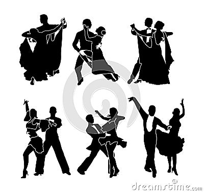 A set of dancing couples Vector Illustration