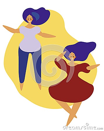 Set of dancing girls flat design. Vector illustration. Vector Illustration