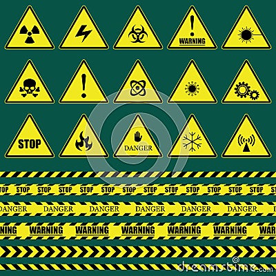 A set of danger icons.Danger Signs.Vector Illustration Vector Illustration