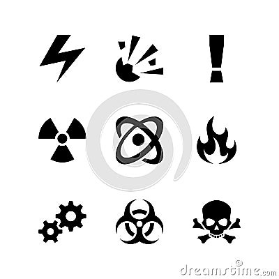 Set of Dangerous radiation warning icon flat design Vector Illustration