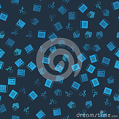 Set Debugging, Binary code, Processor and Browser files on seamless pattern. Vector Vector Illustration