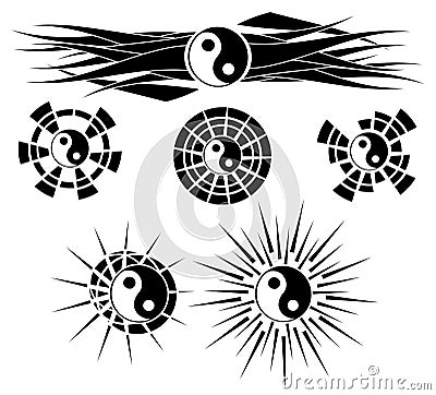 Set of decorated tao isolated Vector Illustration