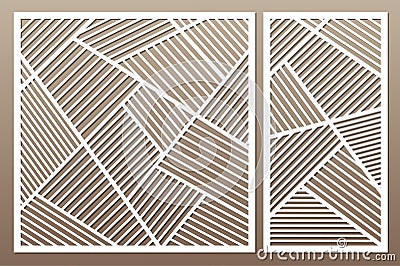 Set decorative card for cutting. Geometric line pattern. Laser c Vector Illustration