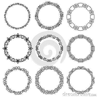 Set decorative circle frames - label Vector Illustration