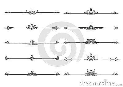 Set of decorative elements, border and page rules frame Vector Illustration