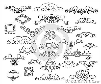 Set of decorative elements. Dividers.Vector illustration.Well built for easy editing.For calligraphy graphic design, men Vector Illustration