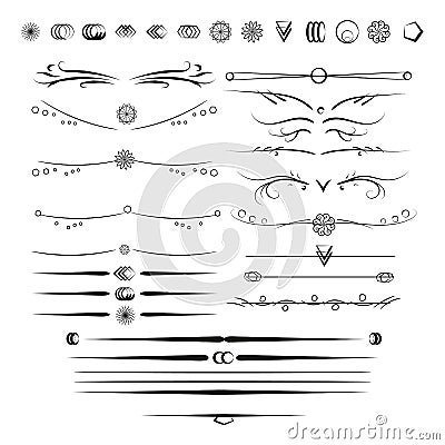 A set of decorative items to decorate your work. Vector Illustration