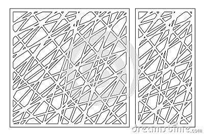 Set decorative panel laser cutting. wooden panel. Elegant modern geometric abstract pattern. Ratio 1:2, 1:1. Vector illustration Vector Illustration