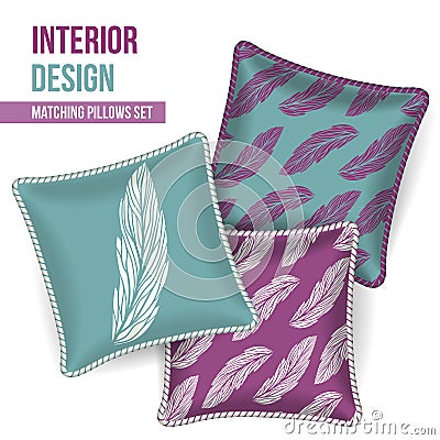 Set of decorative pillow Vector Illustration