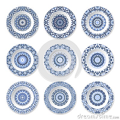 Set of decorative plates Vector Illustration