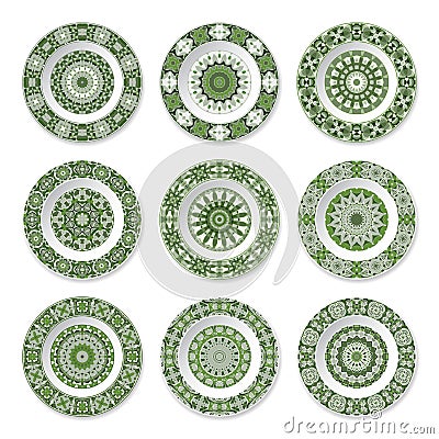 Set of decorative plates Vector Illustration