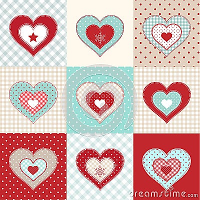 Set of decorative red hearts, illustration Vector Illustration