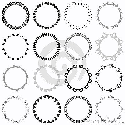 Set of decorative round frames Vector Illustration