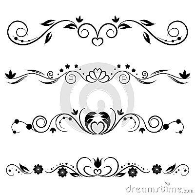 Set of decorative swirls elements, dividers, page decors. Vector Illustration